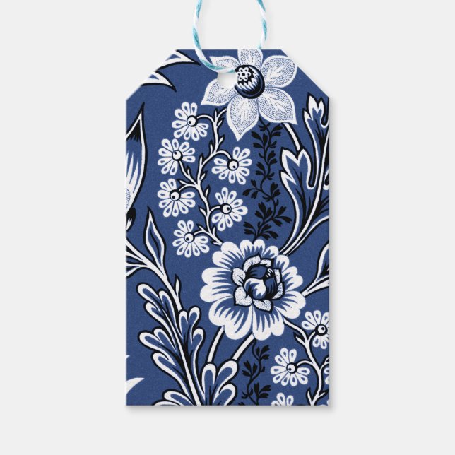 Etiqueta Para Presente Flores Fantásticas (Azul) Arte Fino (Frente)