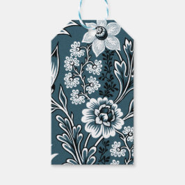 Etiqueta Para Presente Flores Fantásticas (Slate Teal) Arte Refinado