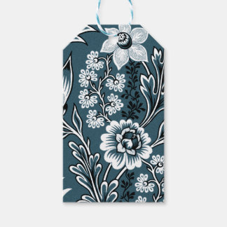Etiqueta Para Presente Flores Fantásticas (Slate Teal) Arte Refinado