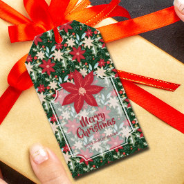 Etiqueta Para Presente Flores Folhas Feriado Natal