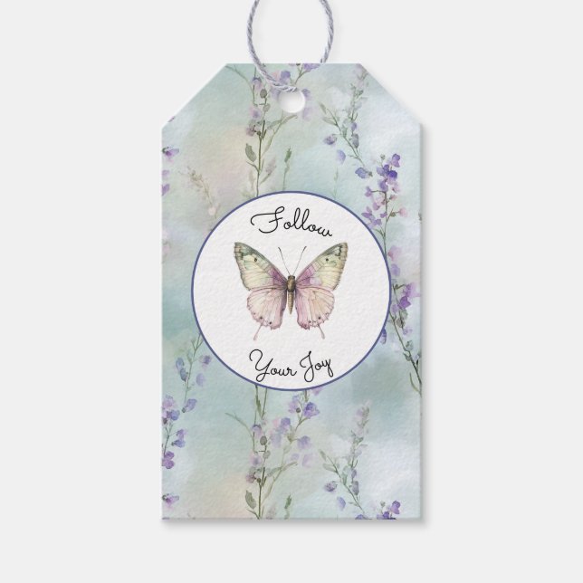 Etiqueta Para Presente Flores Lavanda Bonitas Românticas (Frente)