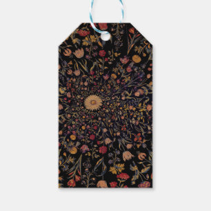 Etiqueta Para Presente Flores medievais em preto