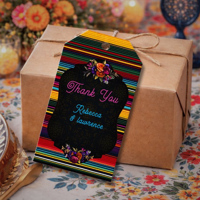 Etiqueta Para Presente Flores mexicanas elegantes para casamento (Criador carregado)