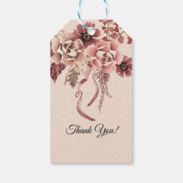 Etiqueta Para Presente Flores Outonais Rústicas Aquarela Bege Claro