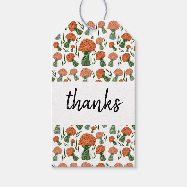 Etiqueta Para Presente Flores Ranunculus Laranja Aquarela (Frente)