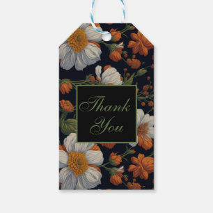 Etiqueta Para Presente Flores retro elegantes, brancas e sofisticadas, co