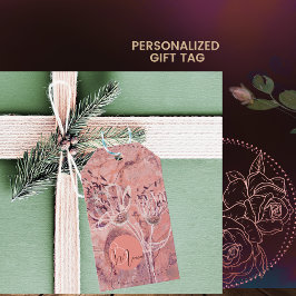 Etiqueta Para Presente Flores Rosa bonito de Salmão