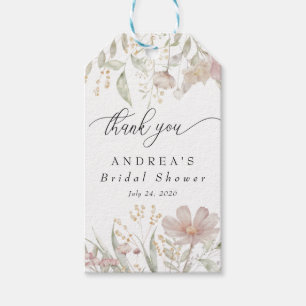 Etiqueta Para Presente Flores Rosa Empoeiradas Chuveiro Nupcial Aquarel