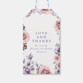 Etiqueta Para Presente Flores Roxas Marcas de Presente de Aquarela