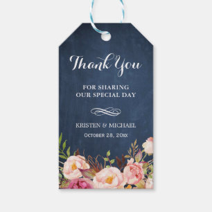 Etiqueta Para Presente Flores Rústicas Quadro Azul de Giz Casamento Agrad