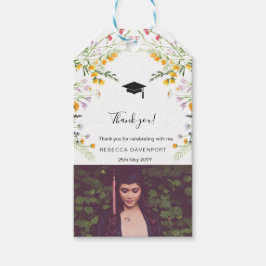 Etiqueta Para Presente Flores selvagens Boho Graduação Obrigado foto