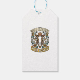 Etiqueta Para Presente Flores Selvagens Cavalos Selvagens Floral Ocidenta