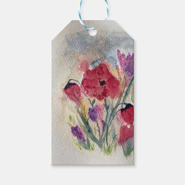Etiqueta Para Presente Flores selvagens com papoila (Frente)