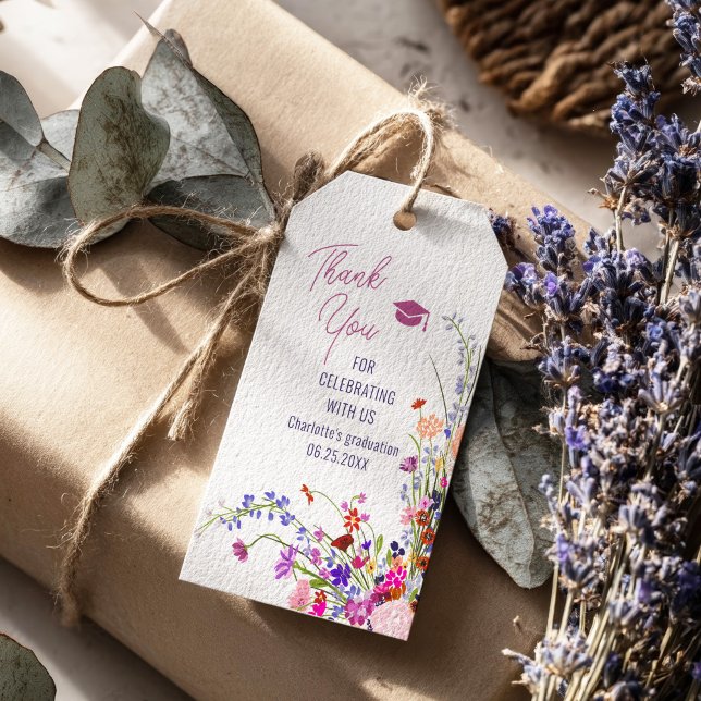 Etiqueta Para Presente Flores selvagens modernas e chiques agradecimento  (Modern chic wild flowers graduation thank you gift tags)