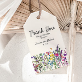 Etiqueta Para Presente Flores Silvestres Aquarela Creme Casamento