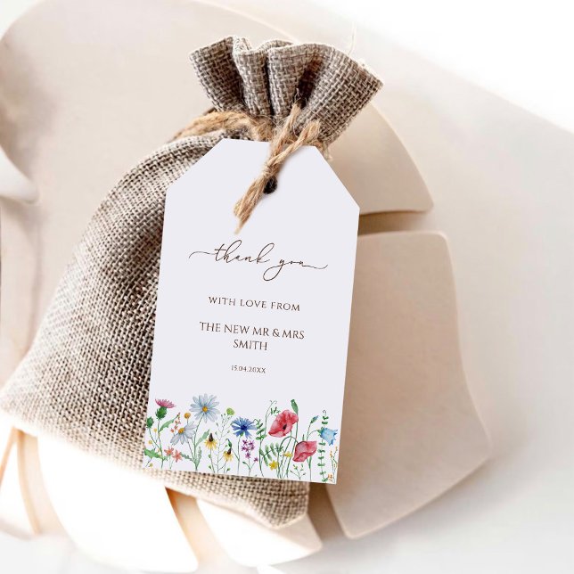 Etiqueta Para Presente Flores Silvestres Casamento Obrigado (Criador carregado)