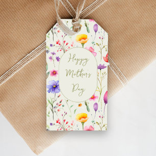Etiqueta Para Presente Flores Silvestres Coloridas Feliz Dia das Mães Ver