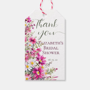 Etiqueta Para Presente Flores Silvestres Rosa Brilhante Floral Chá de Noi