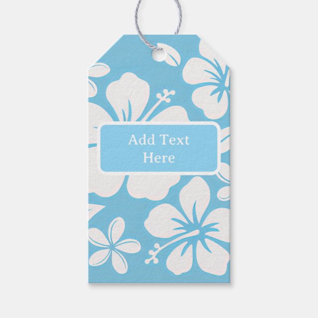 Etiqueta Para Presente Flores Tropicais de Praia Azul (Frente)