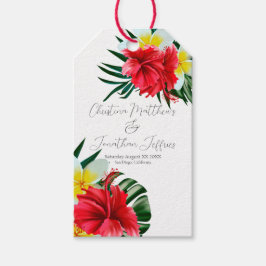 Etiqueta Para Presente Flores Tropicais Havaianos em Branco Elegante