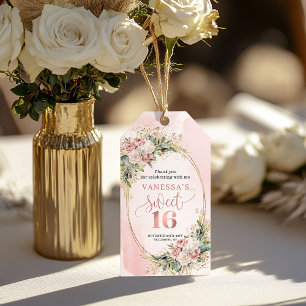 Etiqueta Para Presente Flores Verdejantes Rosa Poeira Boêmia Doce 16
