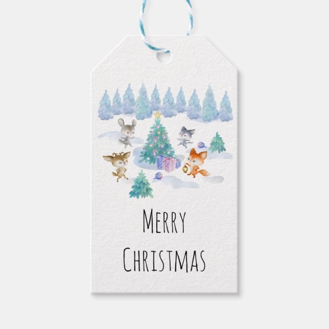Etiqueta Para Presente Floresta Dançante - Caqueta de Natal (Frente)