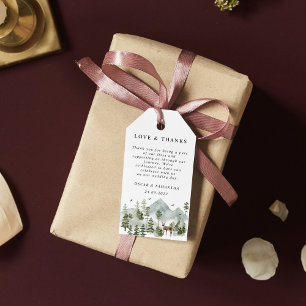 Etiqueta Para Presente Floresta de Aquarela Árvores E Veados