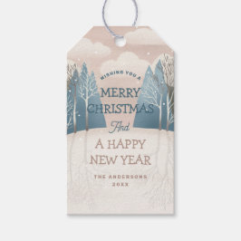 Etiqueta Para Presente Floresta de inverno Rosa Esbranquiçada | Woodland