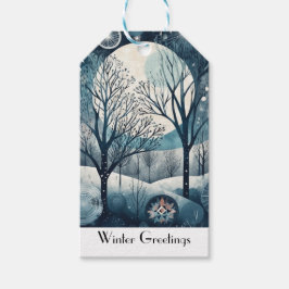 Etiqueta Para Presente Floresta Nórdica Moonliada, personalizável
