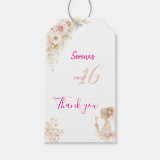 Etiqueta Para Presente Flower Dreamy Soft Sweet 16 Birthday Gift Tag