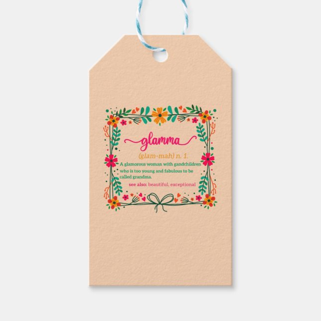 Etiqueta Para Presente Flower Frame Glamma Vovó Definição de vovó (Frente)
