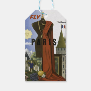 Etiqueta Para Presente Fly Paris France Viagens vintage