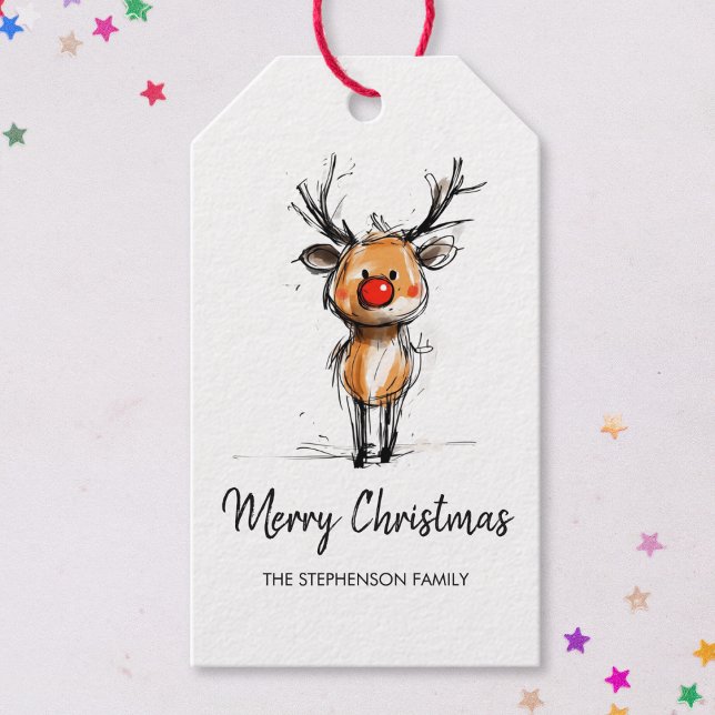 Etiqueta Para Presente Fofa Rena Rudolph Natal Feliz (Criador carregado)