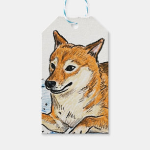 Etiqueta Para Presente Fofa Shiba Inu "Salto no Amor" Dia dos Namorados