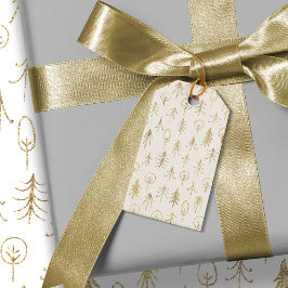 Etiqueta Para Presente Folha de Ouro Branca Cena de Inverno Neve