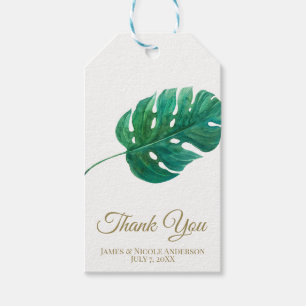 Etiqueta Para Presente Folha de Palma Verde Tropical Casamento de Verão H