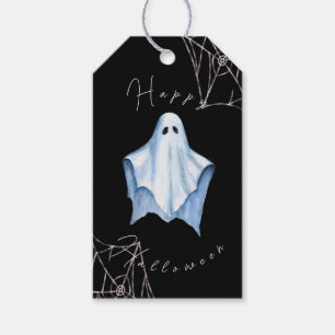 Etiqueta Para Presente Folha Fantasma & Teias de Aranha Halloween Gótico