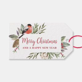 Etiqueta Para Presente Folhagem de Aquarela Natal