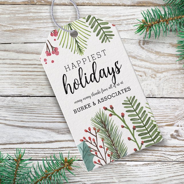 Etiqueta Para Presente Folhagem de Natal Personalizada de Feriado (Holiday Foliage Christmas Personalized Gift Tags)
