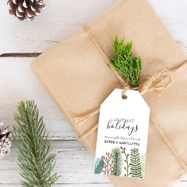 Etiqueta Para Presente Folhagem Verde Invernal Caprichosa Personalizada