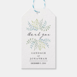 Etiqueta Para Presente Folhas de Aquarela no Casamento de Matizes Verdes