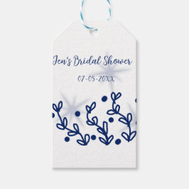 Etiqueta Para Presente Folhas de estrelas azuis luxo real chá de panela 