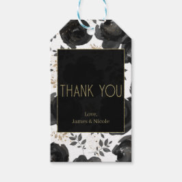Etiqueta Para Presente Folhas de Glam Floral Ouro Negro Casamento