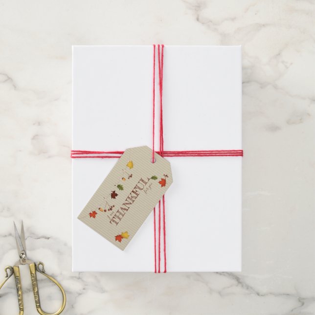 Etiqueta Para Presente Folhas de outono na linha de fechamento (Com cordão)