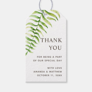 Etiqueta Para Presente Folhas de samambaia floresta em aquarela casamento