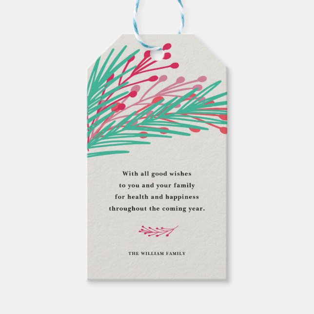 Etiqueta Para Presente Folhas e Berries (Frente)