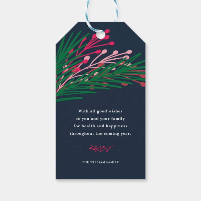 Etiqueta Para Presente Folhas e Berries (Frente)