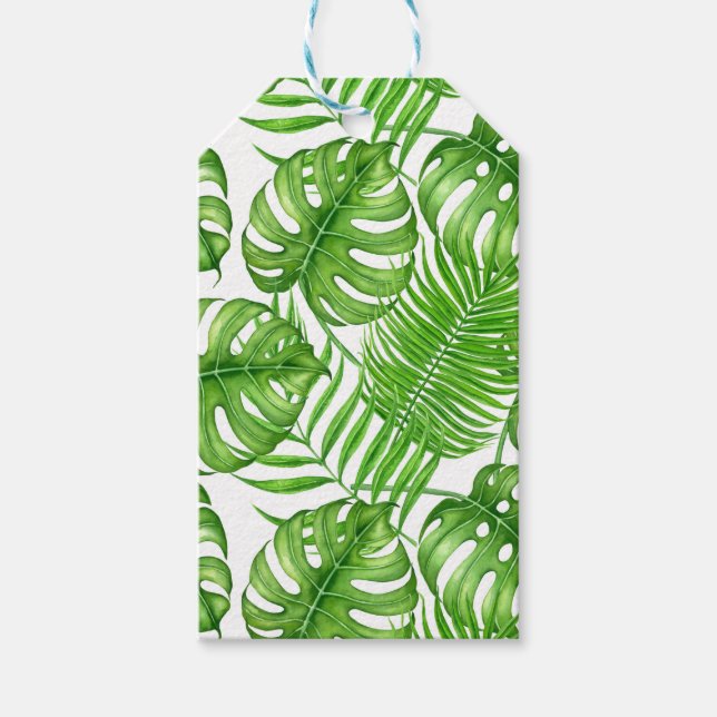 Etiqueta Para Presente Folhas tropicais (Frente)