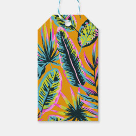 Etiqueta Para Presente Folhas Tropicais Havaianas E Plantas Padrão-Impres