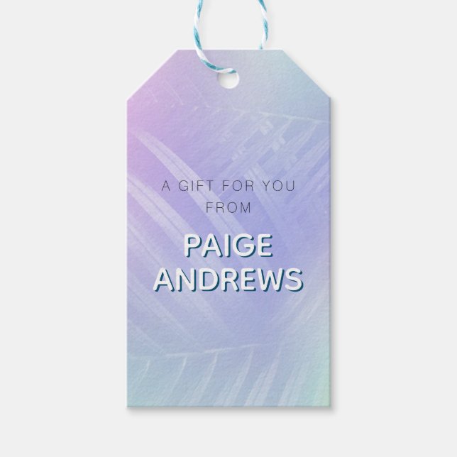 Etiqueta Para Presente Folhas tropicais holográficas (Frente)